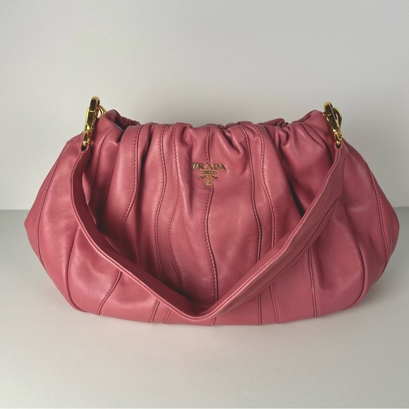 Prada Handbags - Prada Dusty Rose Leather Hobo Bag